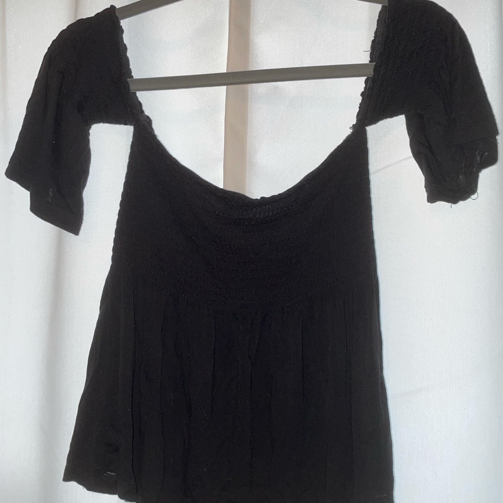 Black off the shoulder flowy top